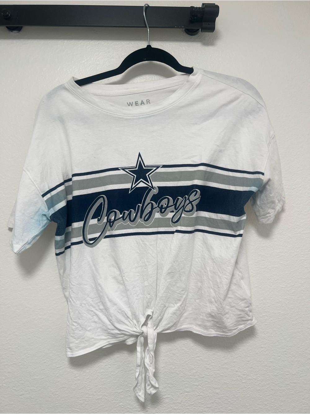 Cowboys Tie-Front Short Sleeve Tee - White